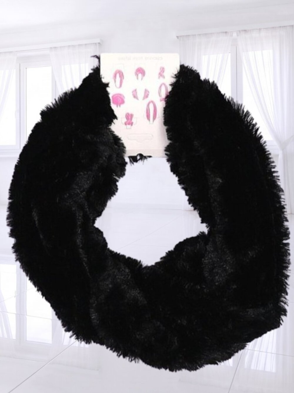 Black Faux Fur Infinity Scarf - SOFT
